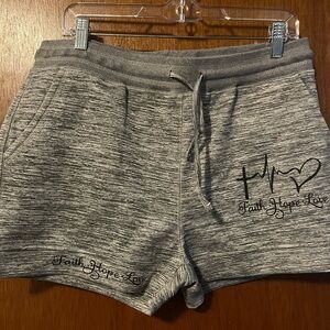 Gray Women's Shorts with Faith Hope Love Design